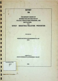 PRELIMINARY SOURCE OF INFORMATION FOR ANALYSIS OF POLICIES, REGULATION, PROGRAMS, AND INSTITUTIONS THAT EFFECT INDUSTRIAL POLLUTION PREVENTION